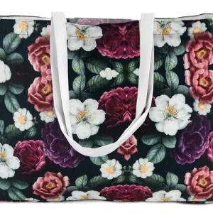 Strandtasche OXFORD dunkle Blumen