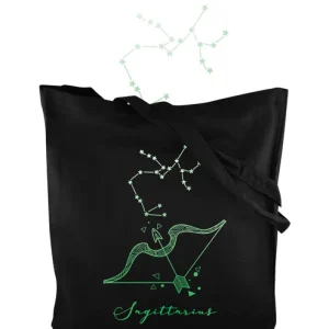 Baumwolltasche Schwarz Sternzeichen Schütze 38x42